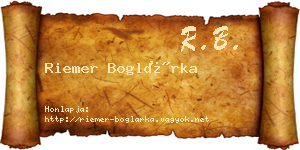Riemer Boglárka névjegykártya